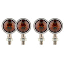 4x Chrome Motorcycle Amber Bullet Turn Signal Indicators Blinkers Universal Lamp