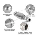 Stainless Steel Sewer Jetter Nozzle For Pressure Washer w/1/4 inch Connect for Drain