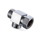 Water Valve Separator T Connector G1/2" 3 Way Brass Chrome Diverter T Shape Adapter