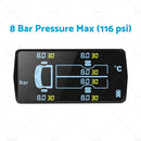 Solar Tyre Pressure Monitoring System + 6 Wheel Sensor for Caravan Truck Trailer