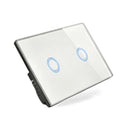 87x87mm Touch Wall Light Switch LED 2 Gang 1way Touch Glass Switch