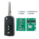 3 Buttons Complete Remote Car Key 433MHz ID63 80Bit Chip Suitable For Mazda 2 3 6