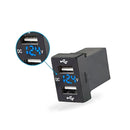 DUAL USB CHARGER + VOLT METER - Suitable For Toyota Hilux Prado BLUE LED 12v 4.2A