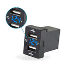 DUAL USB CHARGER + VOLT METER - Suitable For Toyota Hilux Prado BLUE LED 12v 4.2A