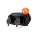 12V~24V DOUBLE SURFACE MOUNT DUAL POWER SOCKET BLACK - Cigarette/Boat/Caravan/RV - BD2