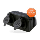 12V~24V DOUBLE SURFACE MOUNT DUAL POWER SOCKET BLACK - Cigarette/Boat/Caravan/RV - ZT2