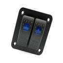 2 Gang Blue LED Light Rocker Switch Panel Dual LED Boat Car Waterproof - BD1