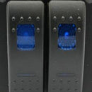 2 Gang Blue LED Light Rocker Switch Panel Dual LED Boat Car Waterproof - XQ1