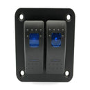 2 Gang Blue LED Light Rocker Switch Panel Dual LED Boat Car Waterproof - ZT2