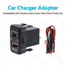 Type-C + USB Car Charger Adapter Voltmeter Suitable For Land Cruiser Prado 120