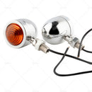4x Chrome Motorcycle Amber Bullet Turn Signal Indicators Blinkers Universal Lamp
