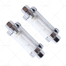 2x Reusable Washable Fuel Filter Chrome Glass Inline Suitablefor 1/4 inch  5/16 inch  3/8 inch