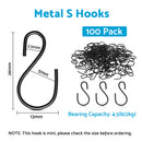 S Shaped Hooks Small Metal for Hanging Plants Mini Ornament Hooks Black Hangers