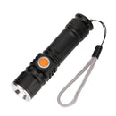 1/2pcs Black USB Rechargeable LED Flashlight Waterproof Torch Outdoor