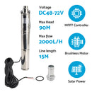 3 inch  48V 750W Deep Well Solar Submersible Bore Hole Water Pump With 15M Line