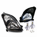Headlight Assembly Set Black Housing with LED Globes Suitable for LH RH Front - BD2