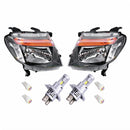 Head Light Assembly Black LHD LED Globes Suitable for Ford Ranger PX 2011-2022 - BD1