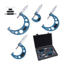 4pcs 0-100mm Outside Micrometer Machinist Tool Set Carbide 0.01m