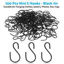 S Shaped Hooks Small Metal for Hanging Plants Mini Ornament Hooks Black Hangers
