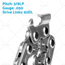 3/8LP .050 62DL Semi Chisel Tungsten Carbide Chainsaw Chain Suitable for Stihl