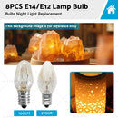 8 PCS 7W 240V E12/E14 Clear Bulbs Night Light Replacement Warm Yellow Light