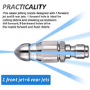 Stainless Steel Sewer Jetter Nozzle For Pressure Washer w/1/4 inch Connect for Drain