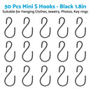 S Shaped Hooks Small Metal for Hanging Plants Mini Ornament Hooks Black Hangers