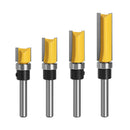 4pcs 1/4 Shank Top Bearing Flush Trim Pattern Router Bit Set Milling Cutter Kit
