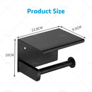 2x Stainless Steel Paper Toilet Roll Holder Storage Hook + Phone Shelf Bathroom