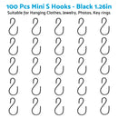 S Shaped Hooks Small Metal for Hanging Plants Mini Ornament Hooks Black Hangers