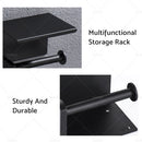2x Stainless Steel Paper Toilet Roll Holder Storage Hook + Phone Shelf Bathroom