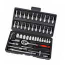 46pc Socket Wrench Set 1/4 inch  Drive Chrome Vanadium Steel Ratchet Bit Kit