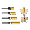 4pcs 1/4 Shank Top Bearing Flush Trim Pattern Router Bit Set Milling Cutter Kit