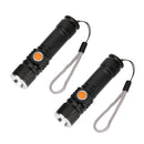 1/2pcs Black USB Rechargeable LED Flashlight Waterproof Torch Outdoor