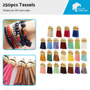 250Pcs/Set Keychain Tassels Bulk Colored Leather Tassel Pendants for DIY