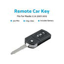 3 Buttons Complete Remote Car Key 433MHz ID63 80Bit Chip Suitable For Mazda 2 3 6