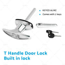 Chrome Rear Fixing T Handle Lock With Key For Trailer Caravan Canopy Toolbox
