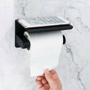 2x Stainless Steel Paper Toilet Roll Holder Storage Hook + Phone Shelf Bathroom
