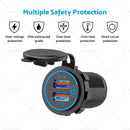 12V Car Cigarette Lighter Socket Dual QC3.0 USB Ports Fast Charger Power Adapter