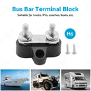 Bus Bar Terminal Block Heavy Duty Dual M6 Power Distribution Stud Black