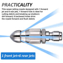 Stainless Steel Sewer Jetter Nozzle For Pressure Washer w/1/4 inch Connect for Drain